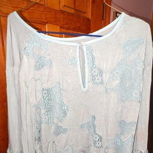 Ladies Penelope Rose Pastel Teal Lace Top Size XL